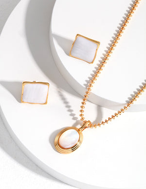 Mother of Pearl Square Studs