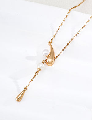 Pearl Droplet Lariat Necklace