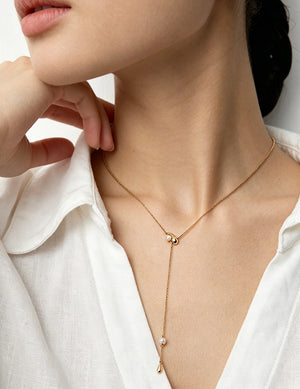 Pearl Droplet Lariat Necklace