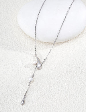 Pearl Droplet Lariat Necklace