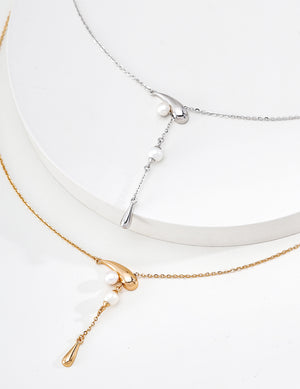 Pearl Droplet Lariat Necklace